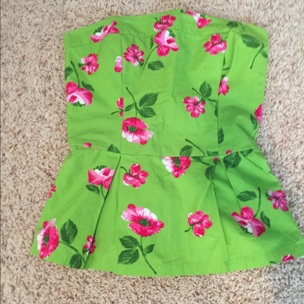 Strapless floral peplum top
